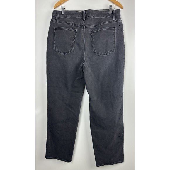 Talbots Embellished High Waist Relaxed Jeans Black Rhinestone Crystal Size 14 - Picture 13 of 16
